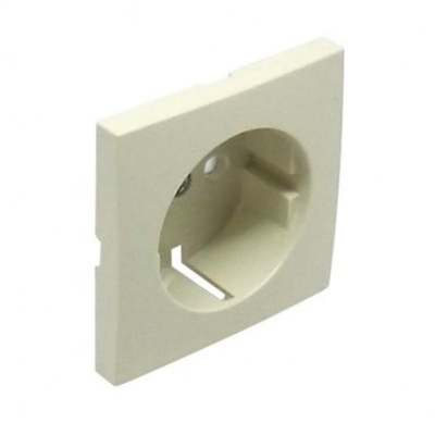 Tomada elétrica embutida de parede creme com orifício redondo e aberturas para pinos