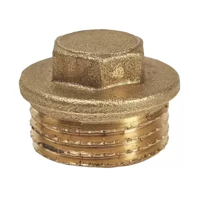 Tampa roscada de metal dourado com topo hexagonal