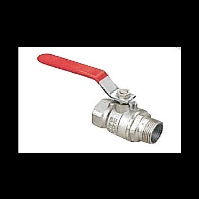 Válvula esférica metálica com punho vermelho e roscas
