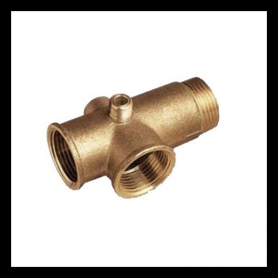 Conector de canalização em latão dourado com várias entradas roscadas