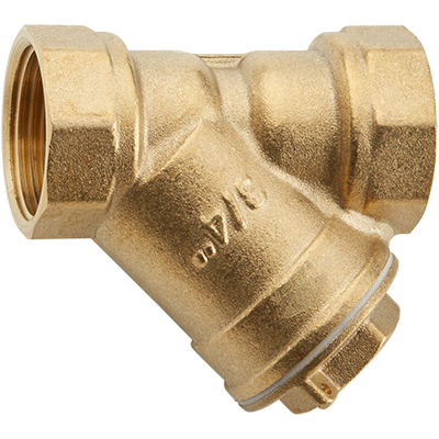 Filtro de água em latão dourado com roscas e inscrição 3/4