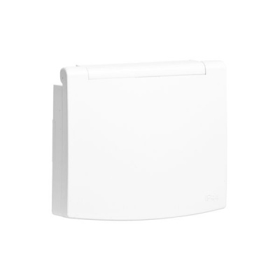 Caixa de instalação elétrica branca com tampa articulada