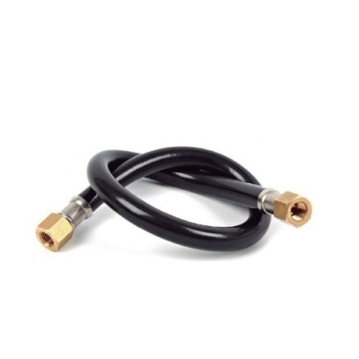 Mangueira flexível preta com extremidades em latão para ligação