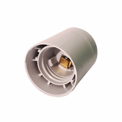 Casquilho de candeeiro cinzento claro visto de perto