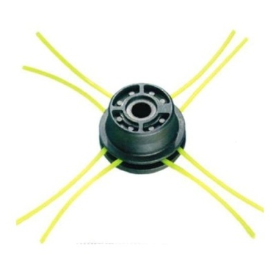 Cabeça de aparador de relva preta com fios de nylon amarelos