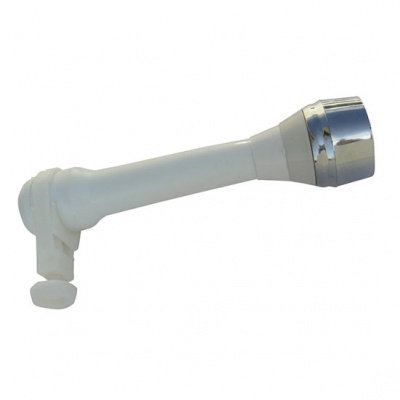 Aspersor de jardim branco com bocal metálico em fundo branco