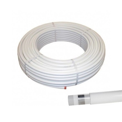 Rolo de tubo flexível branco com segmento ampliado a mostrar interior