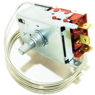 Termóstato metálico com botão hexagonal e tubo capilar em bobina