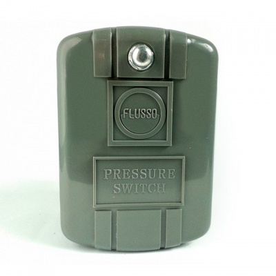 Interruptor de pressão cinzento com texto em relevo FLUSSO e PRESSURE SWITCH