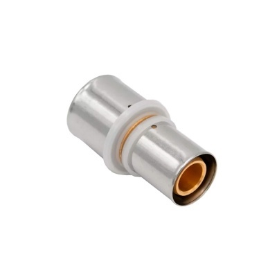 Conector metálico cilindrico com parte interna dourada e anel de vedação branco
