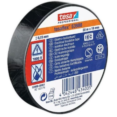 Rolo de fita isolante preta tesa PROFESSIONAL tesaflex 53988