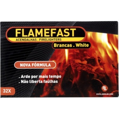 Pacote de acendalhas FLAMEFAST Brancas com chamas ao fundo