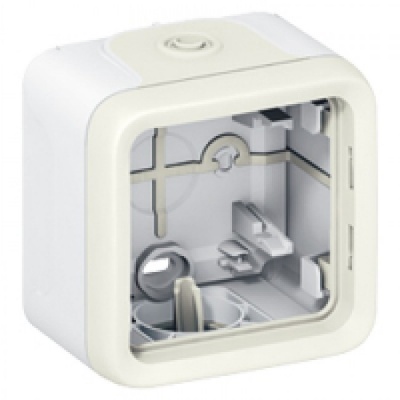 Caixa de derivação elétrica branca com tampa translúcida