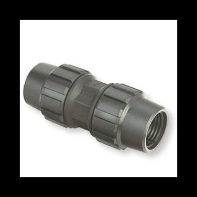 Conector de tubo cinza com rosca interna em ambas as extremidades