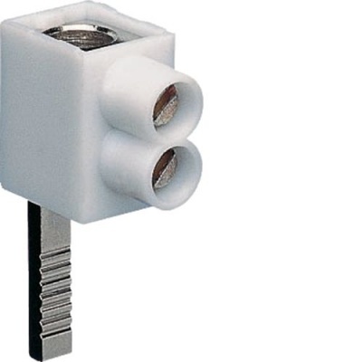Conector elétrico branco com terminais