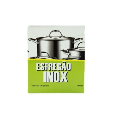 Caixa de esferagão inox com tachos em fundo branco e design verde
