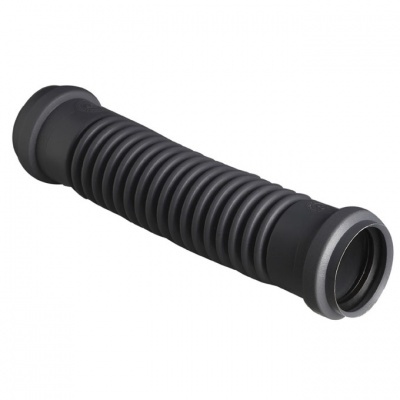 Mangueira flexível preta canelada com extremidades cinza