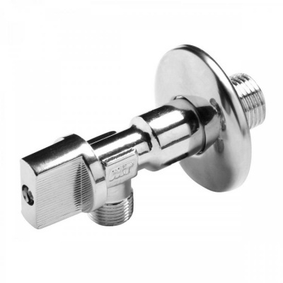 Válvula cromada de metal com acabamento brilhante e rosca