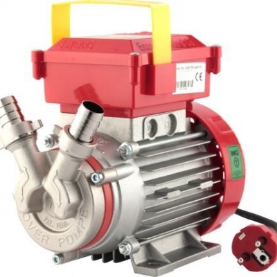 Bomba elétrica metálica com partes vermelhas e alça amarela