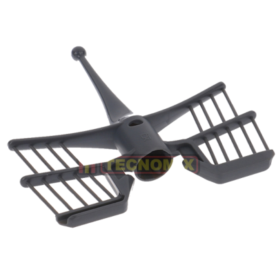 Antenna externa para televisão preta com antenas em grelha.