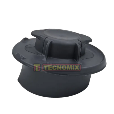 Tampa preta de plástico com texto TECNOMIX