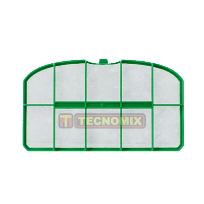 Filtro de ar verde e branco com etiqueta TECNOMIX