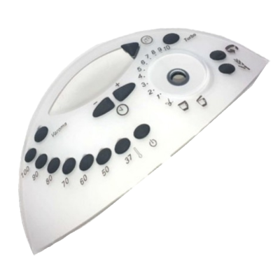 Painel de controlo branco com botões e números pretos