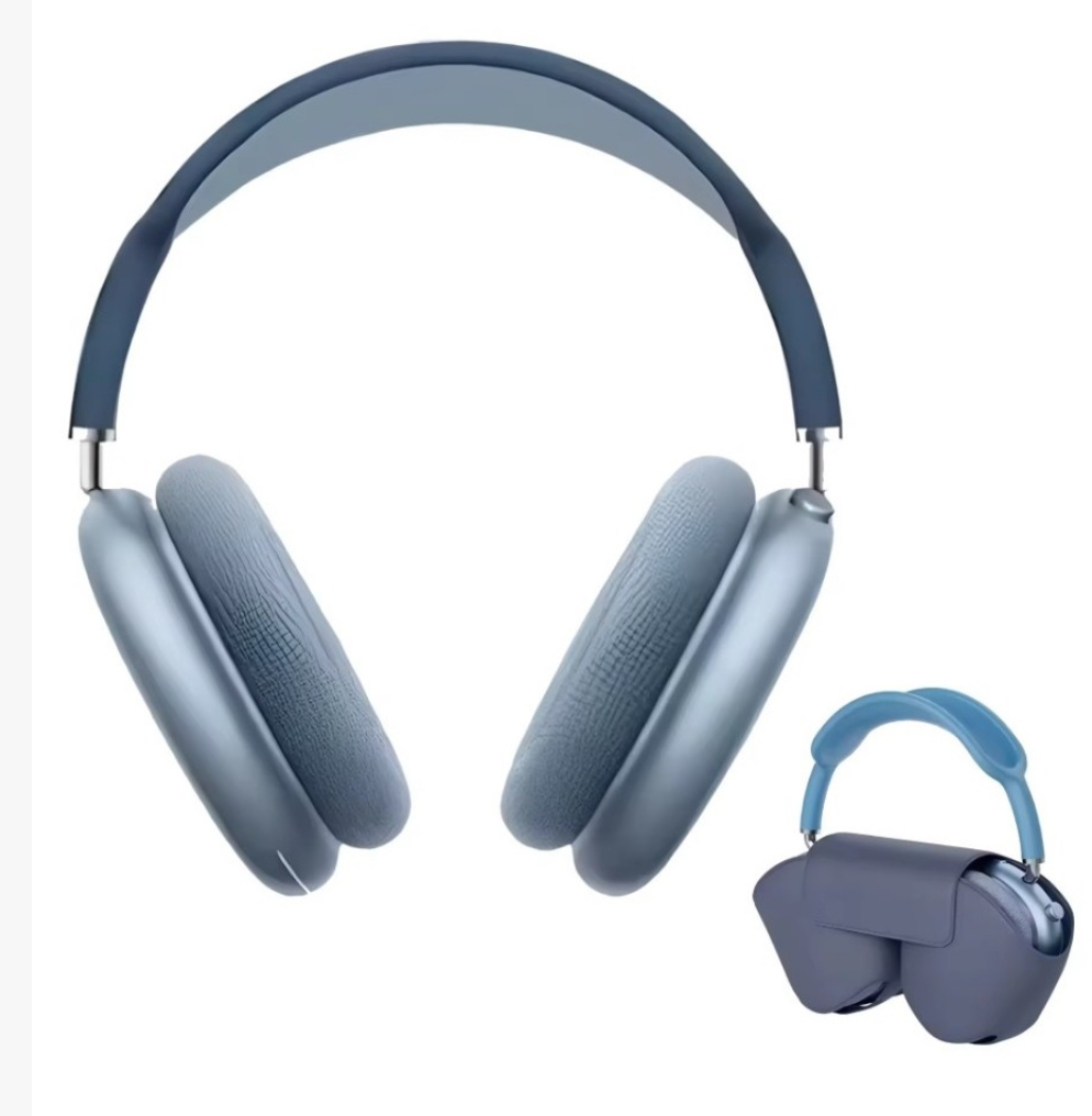 Headphones PMax Bluetooth Headphones azuis cinzentos com estojo rígido