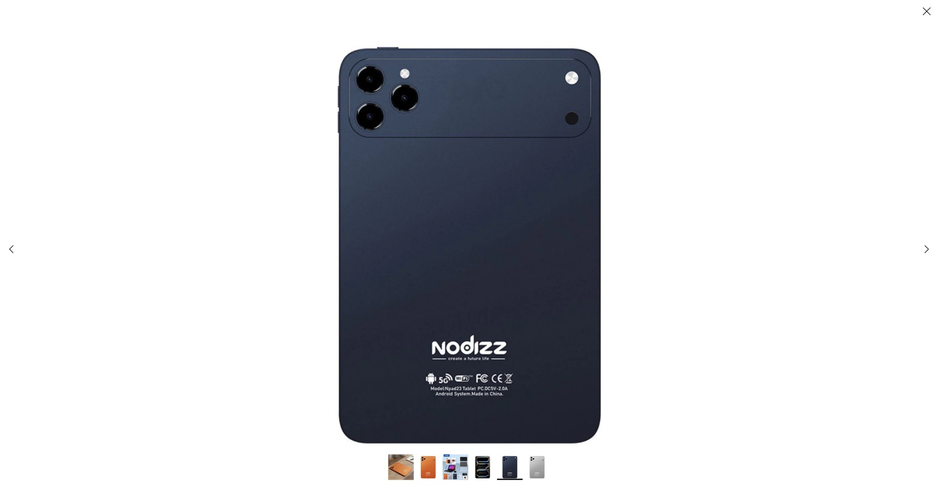 Tablet Nodizz Npad 23 Tablet preto com três câmaras traseiras e marca Nodizz