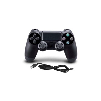 Comando de videojogo preto com cabo USB