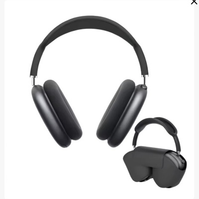 Auscultadores pretos sem fios com design dobrável