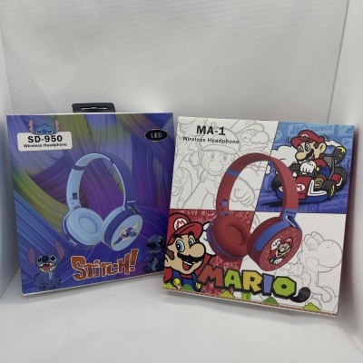 Caixas de auscultadores sem fios para crianças com temas Stitch e Super Mario