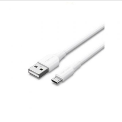 Cabo branco USB tipo A para micro-USB sobre fundo branco