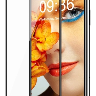 Smartphone com capa protetora de vidro temperado transparente