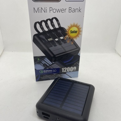 Power bank mini Andowl Q-CD282 preto com painel solar e embalagem