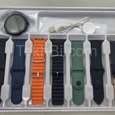 Conjunto para relógio inteligente com relógio preto e pulseiras coloridas