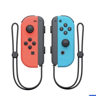 Comandos Joy-Con vermelho e azul para Nintendo Switch com braçadeiras pretas