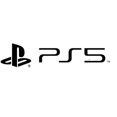 Logótipo PlayStation e texto PS5 em fundo branco