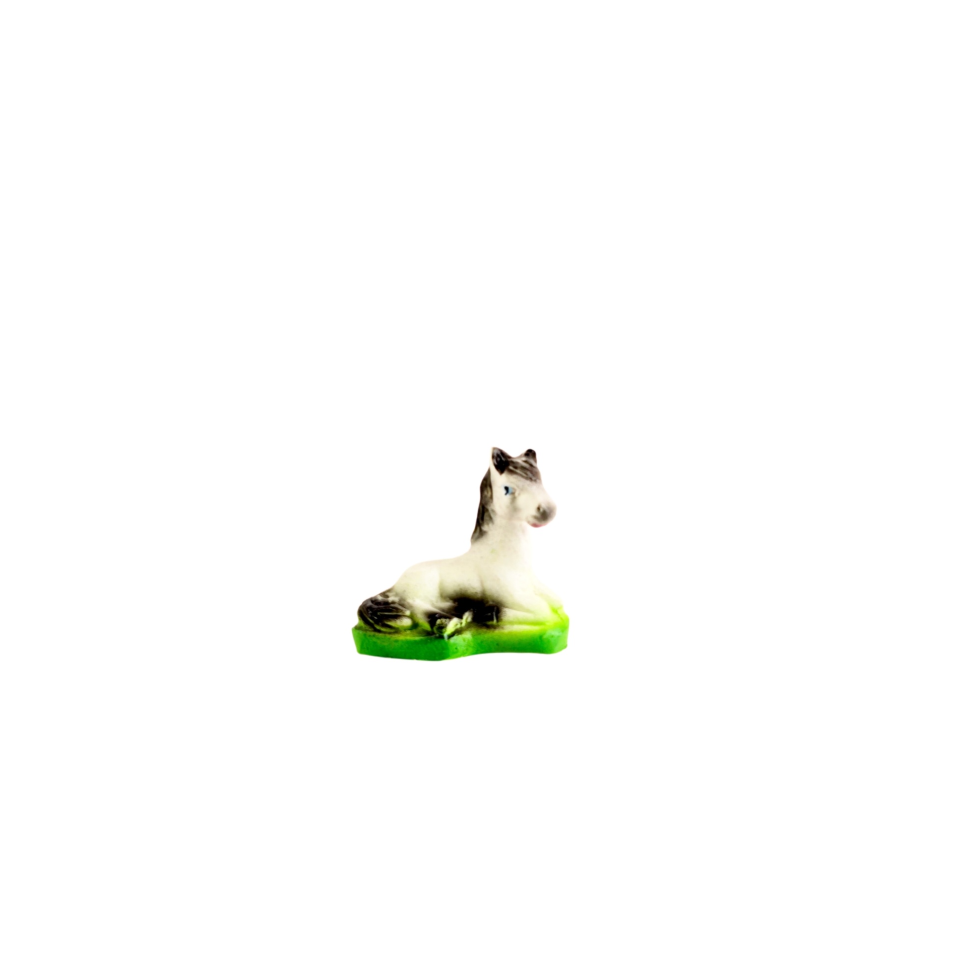 Gato, Coelho e Cavalo - em Cerâmica Escultura decorativa de cavalo em porcelana branca e preta com base verde