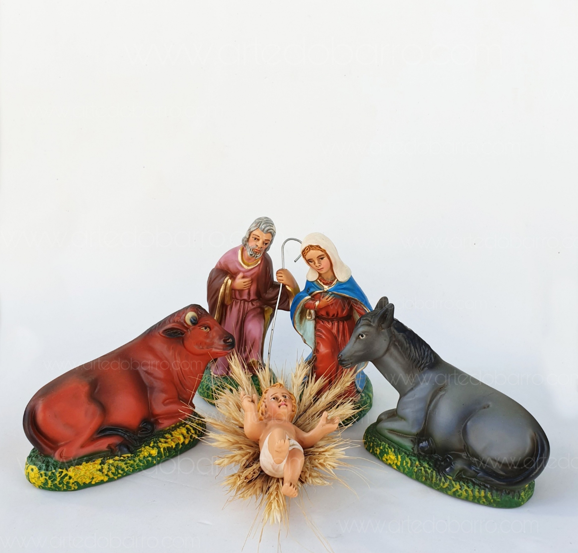 Presépio Composto por 13 Peças Figuras do presépio com Menino Jesus, Maria, José, bezerro e jumenta