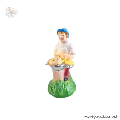 Figura decorativa de homem com boina azul a tocar castanholas