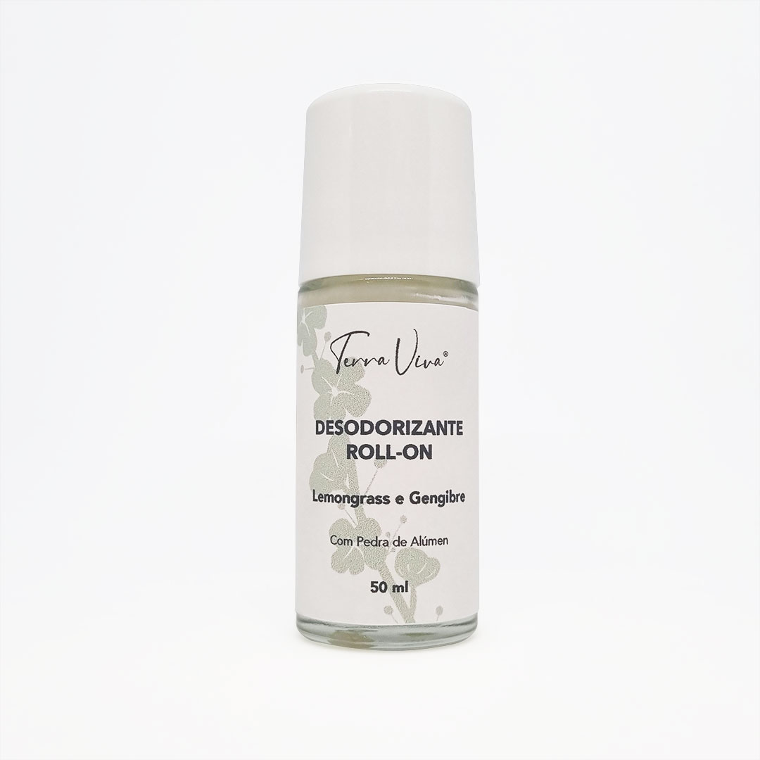 Desodorizante Roll-On Desodorizante roll-on com rótulo branco e tampa branca