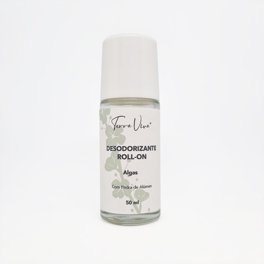 Desodorizante Roll-On Desodorizante roll-on Terra Viva algas com tampa branca e rótulo branco