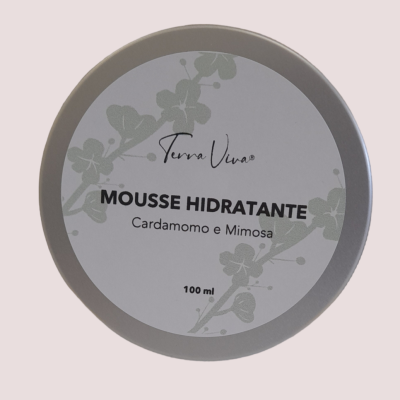 Tampa de frasco de mousse hidratante Terra Viva com design floral