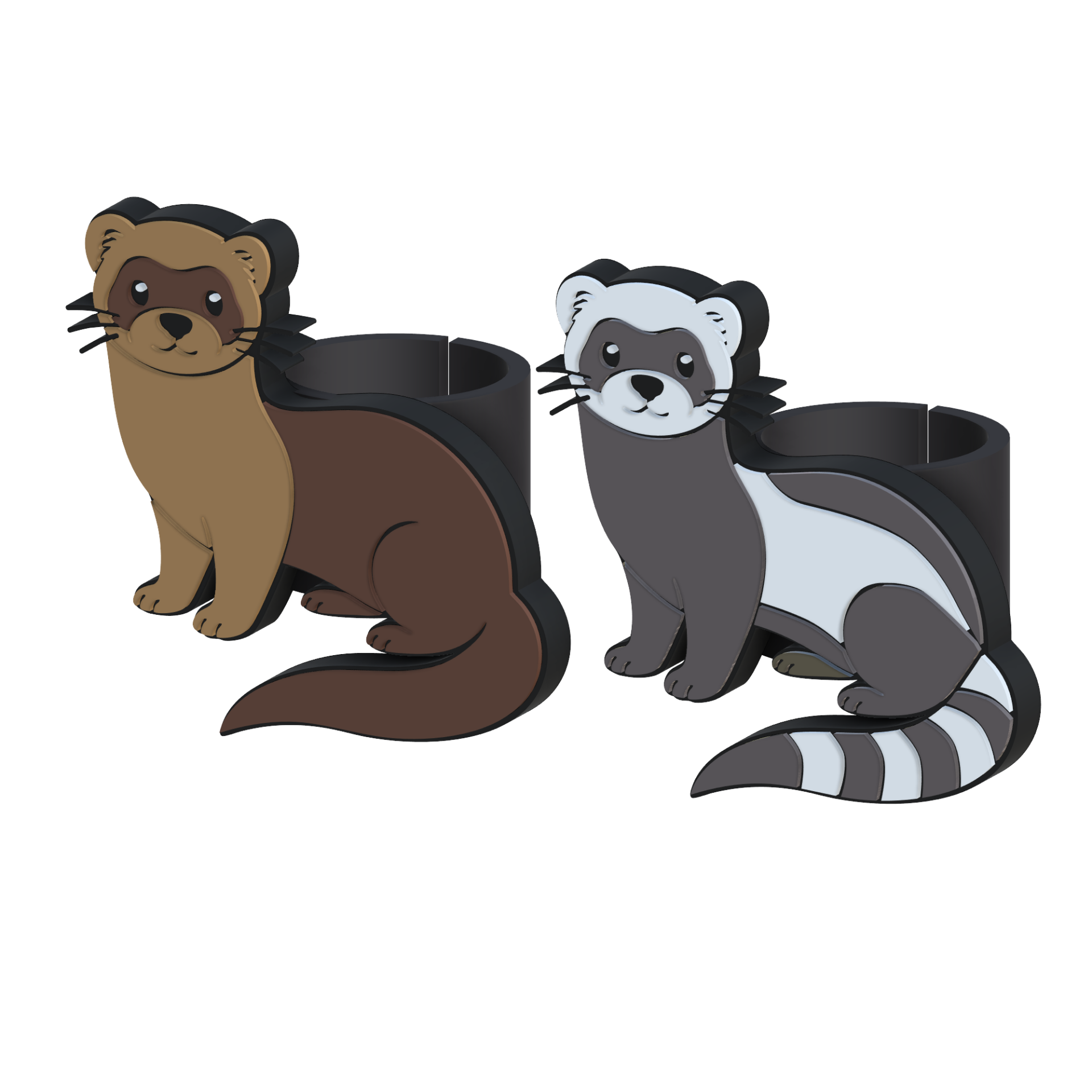 Furão - Personalizável Pulseiras com desenhos de furões castanho e cinza