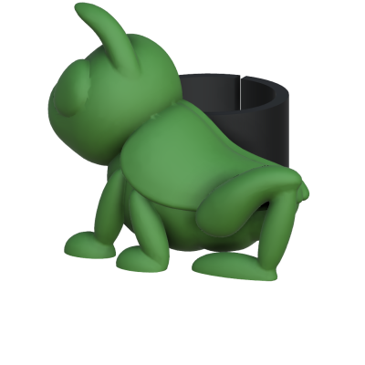 Suporte de planta ou objeto decorativo em forma de animal verde com vaso preto