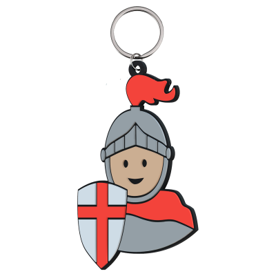 Porta-chaves com figura de cavaleiro com escudo e penacho vermelho