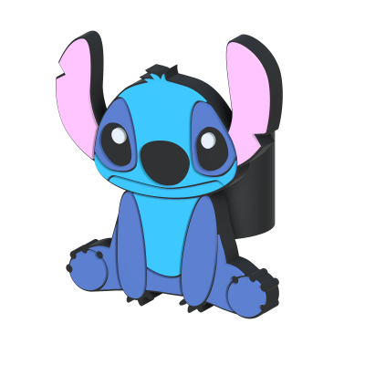 Urso de pelúcia azul com orelhas rosas grandes