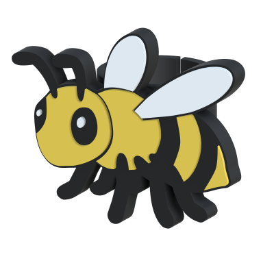 Clip ou prendedor em forma de abelha amarelo e preto com asas brancas