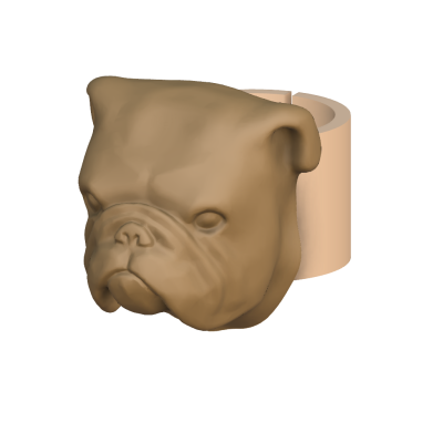 Anel castanho com cabeça de cão detalhada